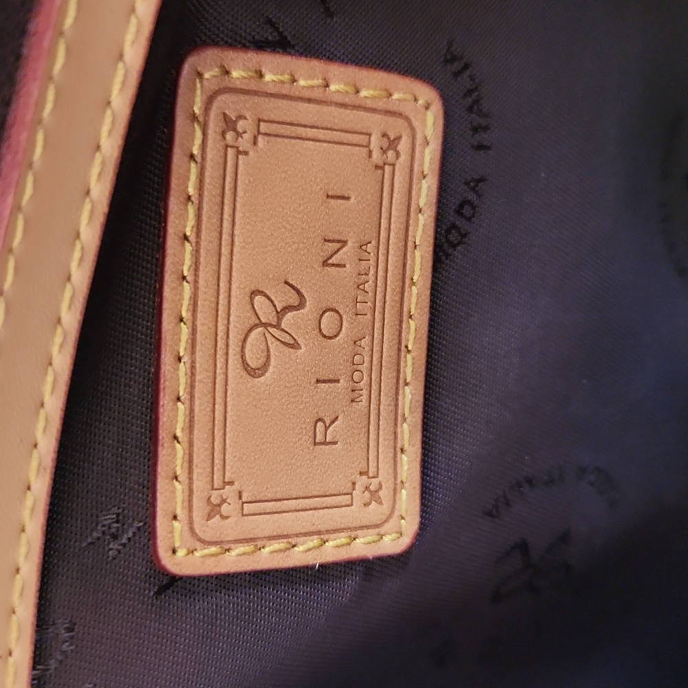 {RIONI} Moda Italia Signature Dome Brown Handle Bag - Picture 9 of 16
